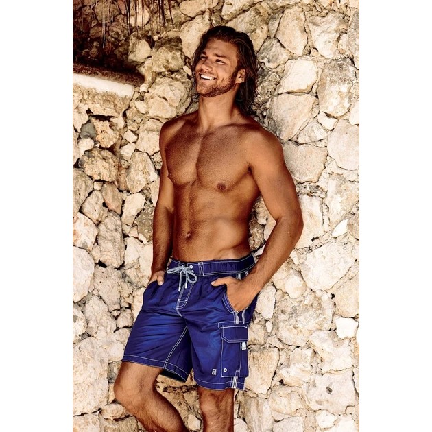 Shorts de plage longs David Man en bleu - confort estival