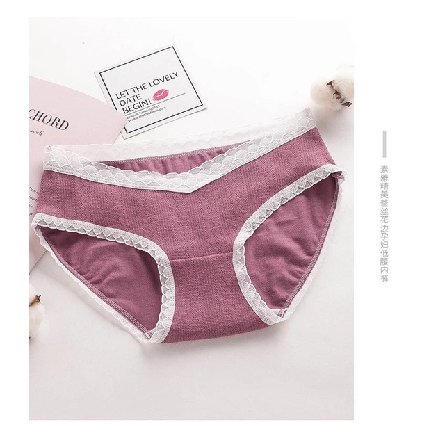 Cotton Maternity Panties — Purple Lace for Expecting Mothers