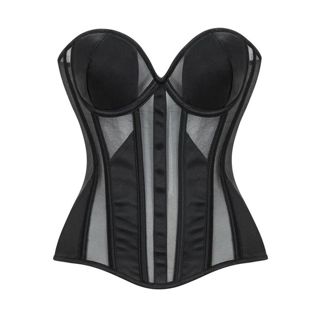 Top corse de mujer con inserciones transparentes Magnetism negro