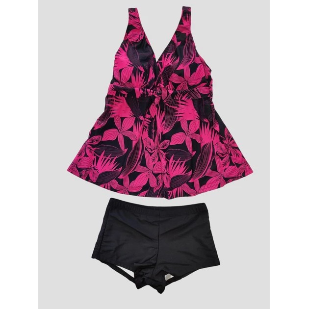 Damen Fuba Tankini mit Shorts in Schwarz und Pink — Stilvoller Komfort