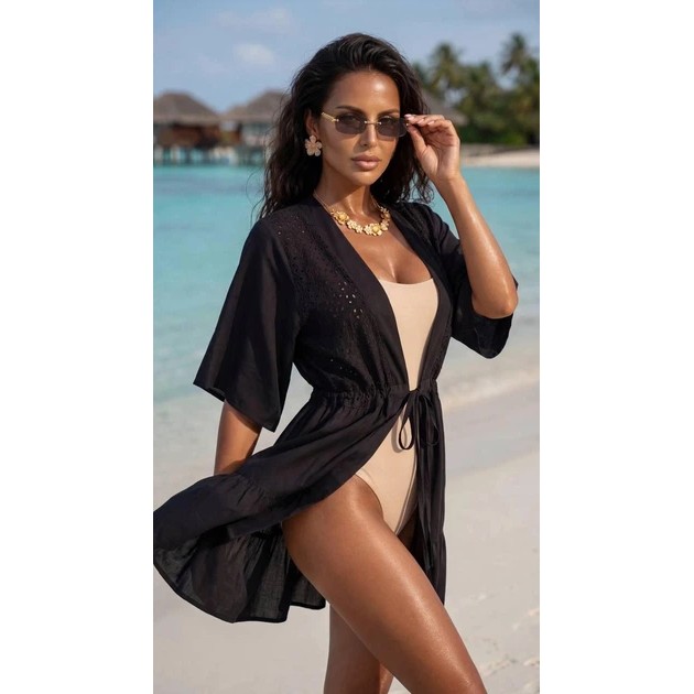 Damen Strandtunika mit Einsätzen La`visio Schwarz — Leicht und Stylisch