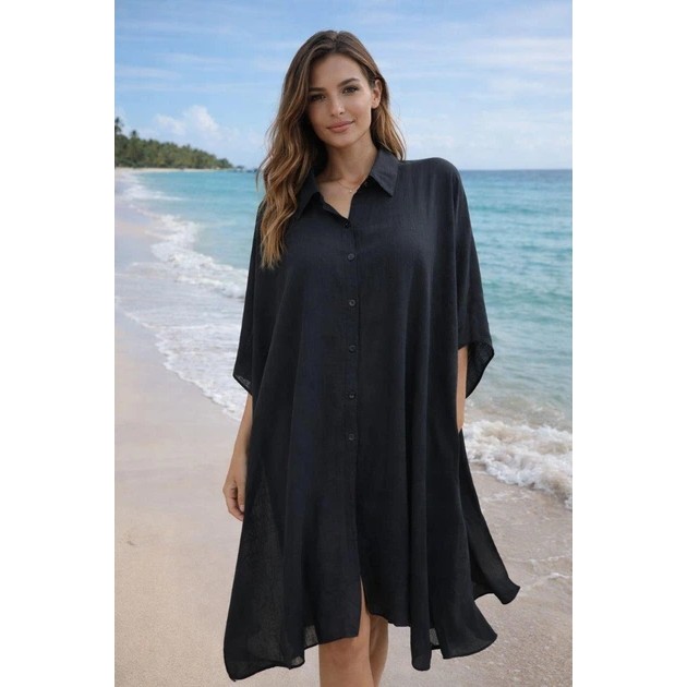 Stylische schwarze Strandtunika — Komfort für den Sommer