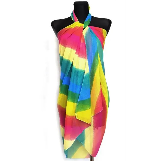 Leichtes Adriana Regenbogen Chiffon Sarong — Stilvolles Strandaccessoire