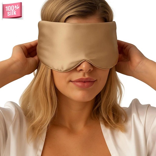 Seiden Schlafmaske in Beige — Bequemer Schlaf