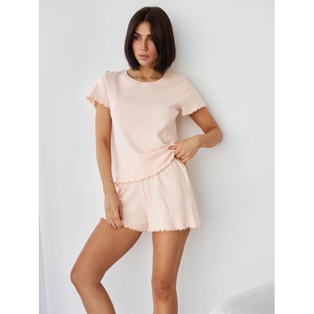 Damen Baumwoll-Pyjama-Set von BARWA garments — Stilvolles Pfirsich-Outfit