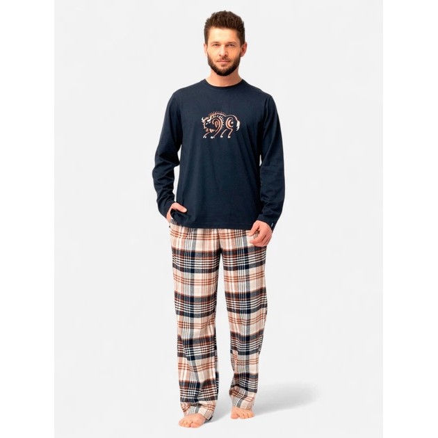 Herren-Pyjama Key Night&Day — Baumwolle, Silber