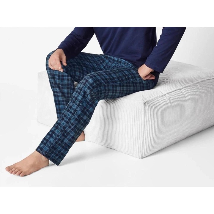 Men's Flannel Pants Town Land in Dark Blue — Comfort for Home