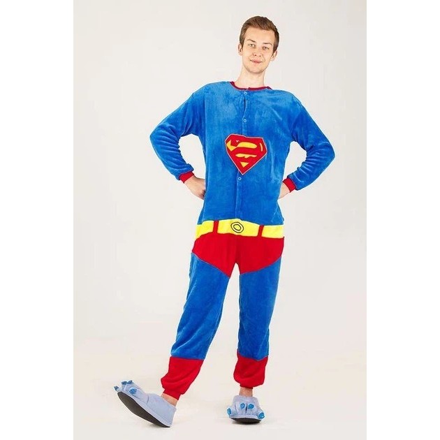 Herren Kigurumi Superman in Blau — Bequemer Schlafanzug