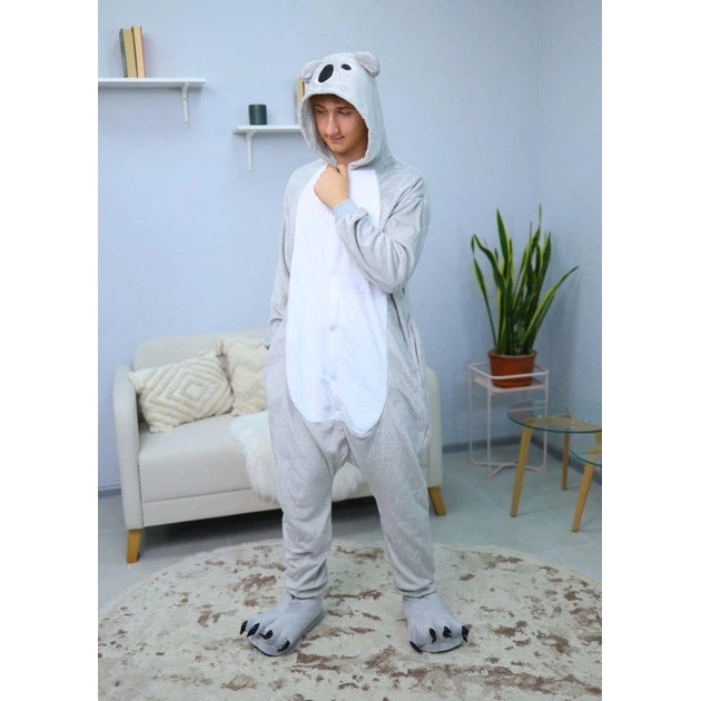 Men's Koala Kigurumi Grey — Soft Home Pajama Suit
