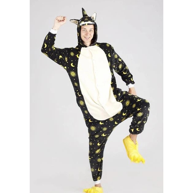 Herren Kigurumi Pyjama Kigurumi Einhorn Mond Schwarz — Komfort und Originalität