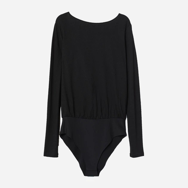 H&M Schwarzes Bodysuit-Bluse mit tiefem Rückenausschnitt