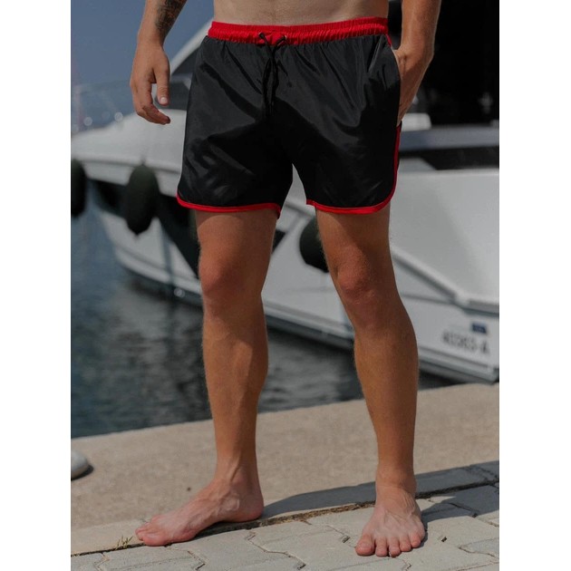 Herren Strandshorts Intruder in Schwarz und Rot — Leichtigkeit und Komfort