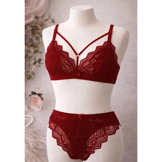 Rotes Spitzen-Lingerie-Set für Frauen — Weicher Komfort