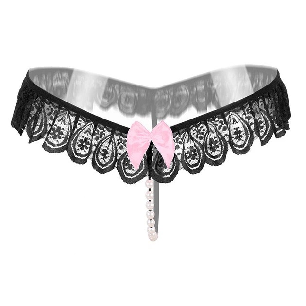 Sexy Perlenverzierte Strings — Schwarze Unterwäsche von Honey Fashion Accessories