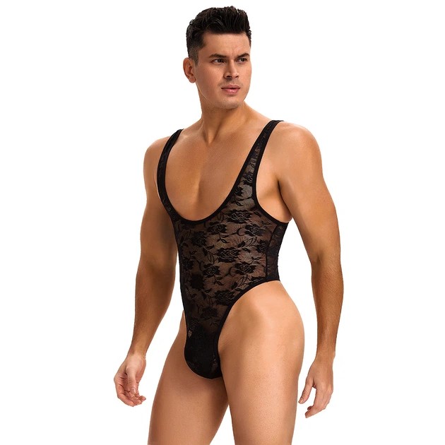 Herren schwarzes Spitzenbody — Ein gewagtes Kleidungsstück