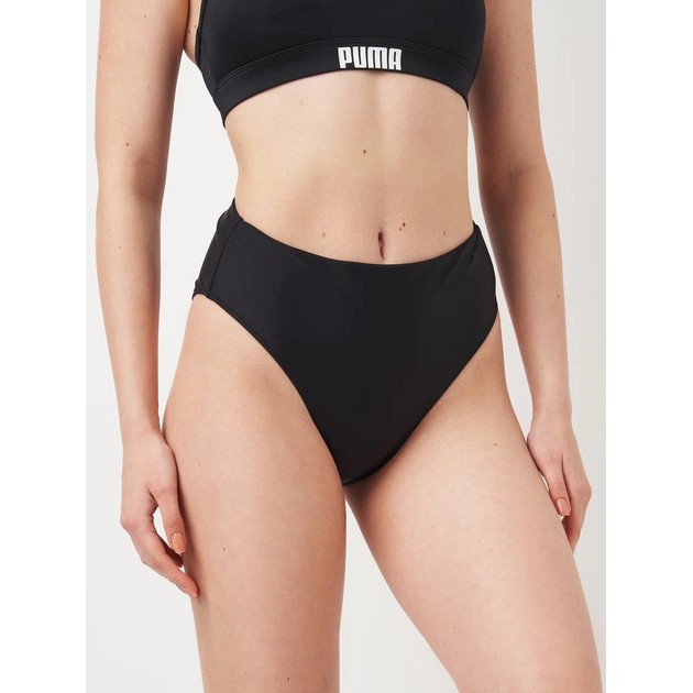 PUMA Damen Hochbund-Bikinihosen in Schwarz