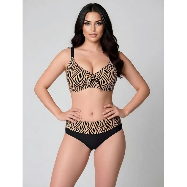 Fuba Black-Beige Swimsuit for Large Busts — Comfort and Style