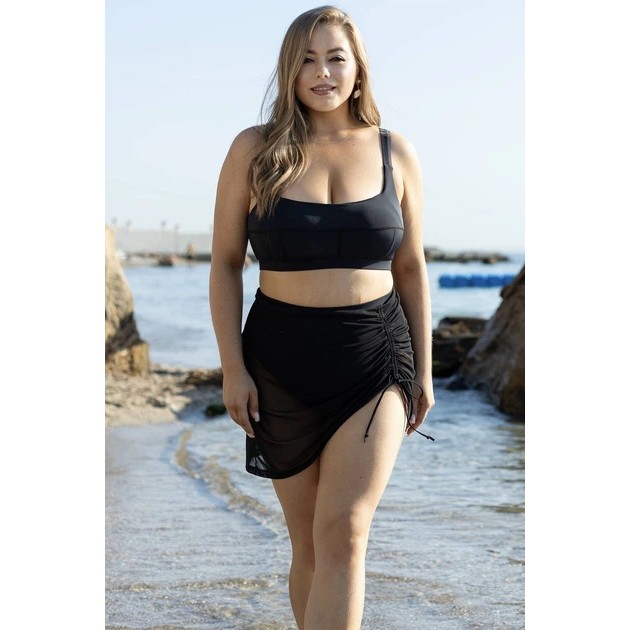 Damen Strandrock Totalfit in Schwarz — Leichtes elastisches Material