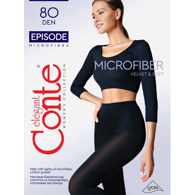 Warme Damenstrumpfhosen Conte – grafitfarbene Mikrofaser und Lycra