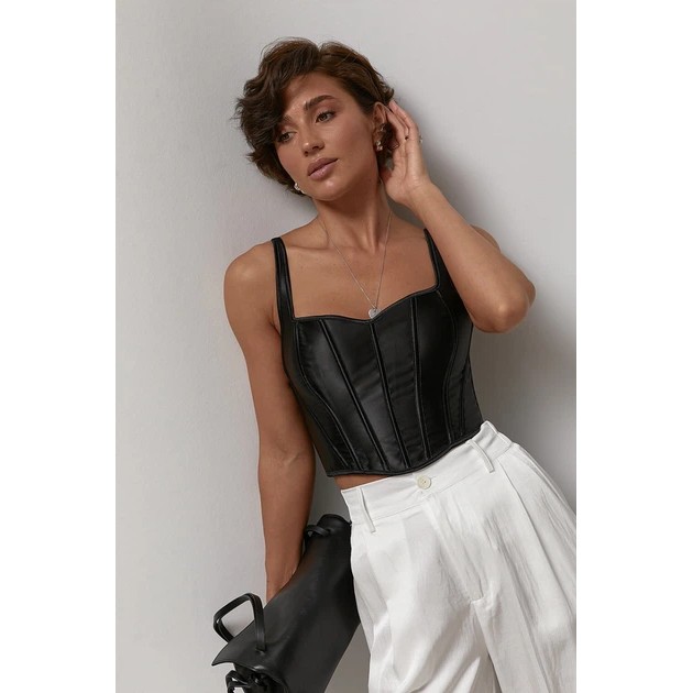 Satin Strap Corset — Elegant Black Design