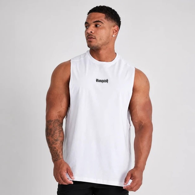 Men's Oversize Tank Top Vanquish in White — Comfortable Sports Style