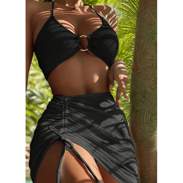 Women's Black Two-Piece Swimsuit Set