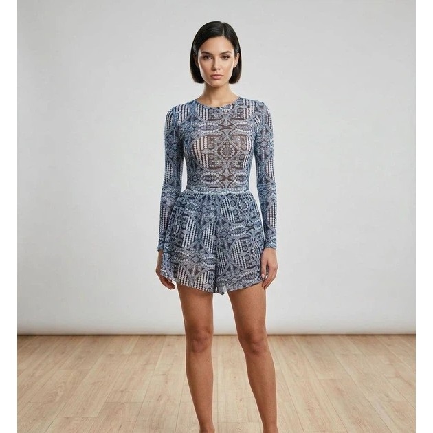 Damen Einteiler Badeanzug mit grauen Shorts und SPF-35 Schutz