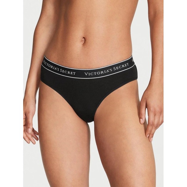 Женские хлопковые трусики слип Victoria's Secret черные