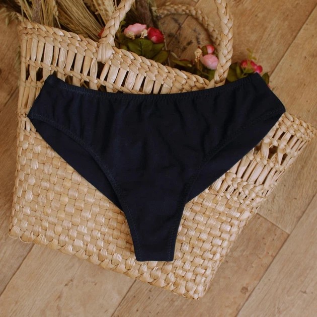 Culottes brésiliens noirs en coton et élasthanne pour femmes