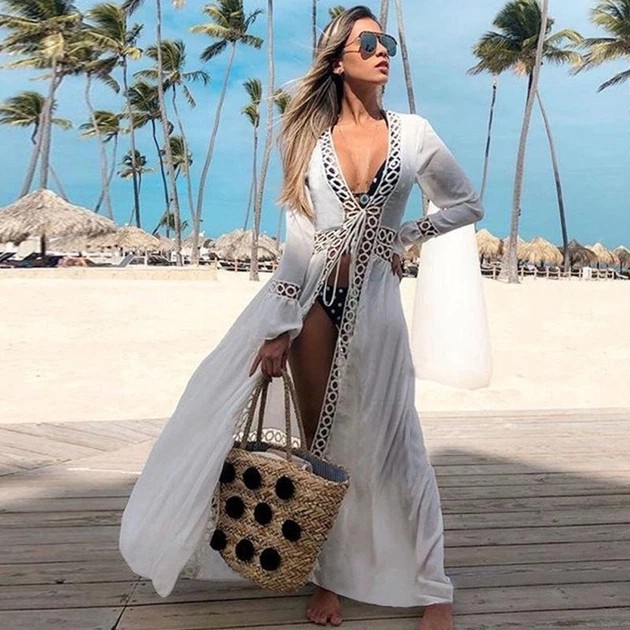 Weiße Strand Pareo Überwurf — Eleganter Stil für den Sommer