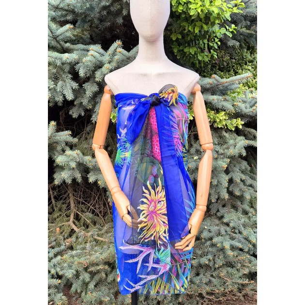 Leichtes Chiffon-Pareo in Blau — Stylisches Strandaccessoire