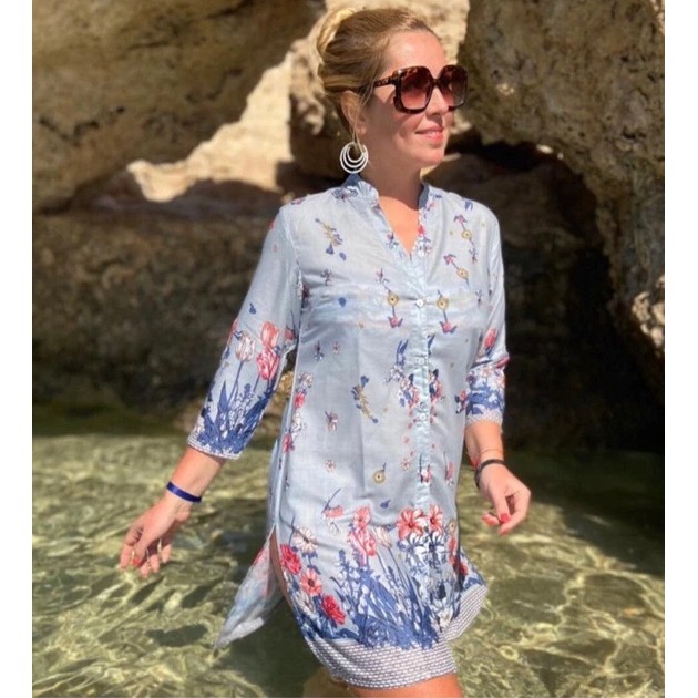 Stylish Cotton Tunic Indira in Light Blue