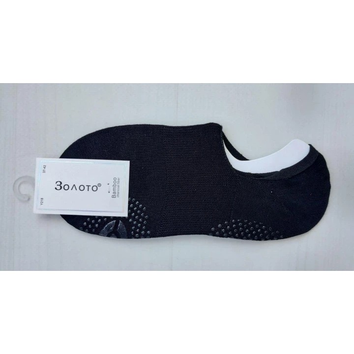 Women's Bamboo Socks in Black with Silicone Dots