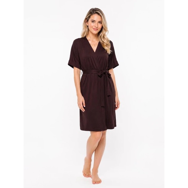 Damen Kimono Bademantel NataLux in Schokolade aus Viskose