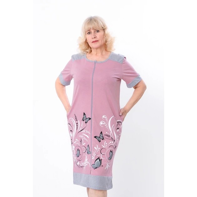Women's Zip-Up Robe with Print from Nosi Svoe in Medium Lavender Pink