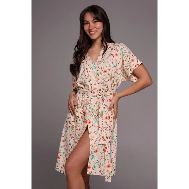 Robe légère pour femme avec motif floral en couleur crème