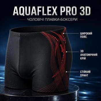 Short de Bain Homme AquaFlex Pro 3D Noir et Rouge