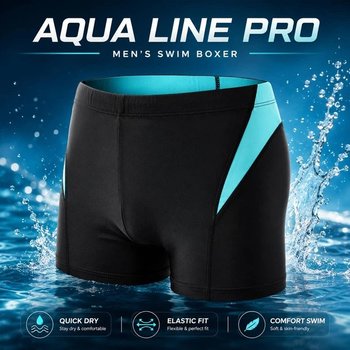 Boxers de bain pour hommes AQUA LINE PRO noirs à séchage rapide