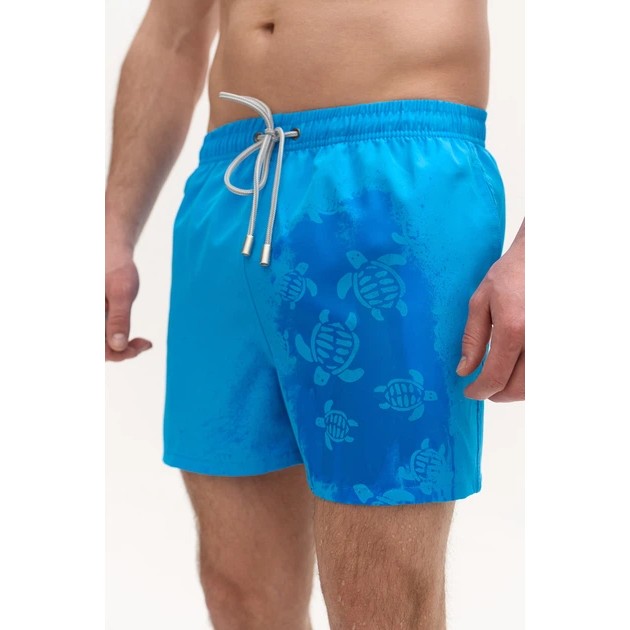 Short de bain Ocean turtle bleu clair avec effet d'impression