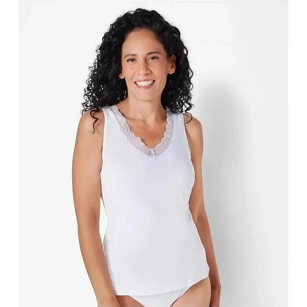 Débardeur Esmara Femme avec Dentelle en Blanc