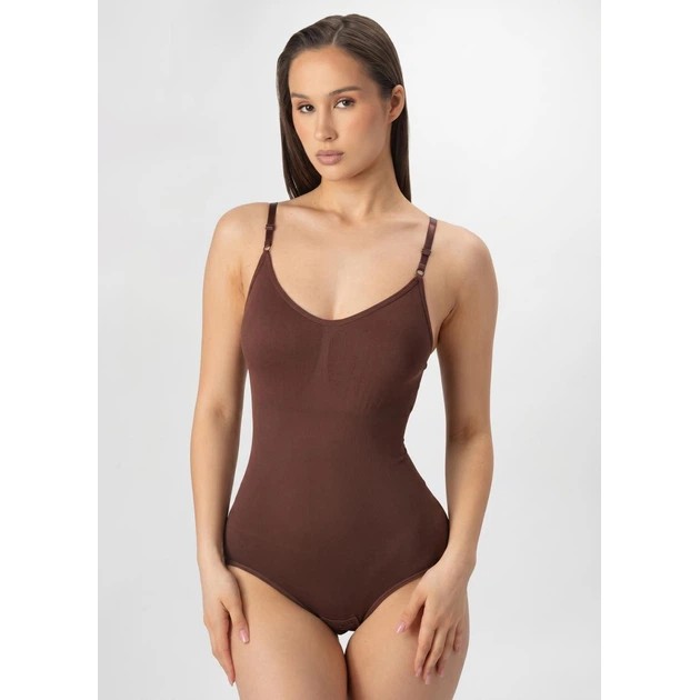 Brown Shaping Bodysuit with Adjustable Straps