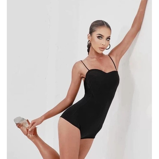 Body negro para danza con tirantes para mujeres