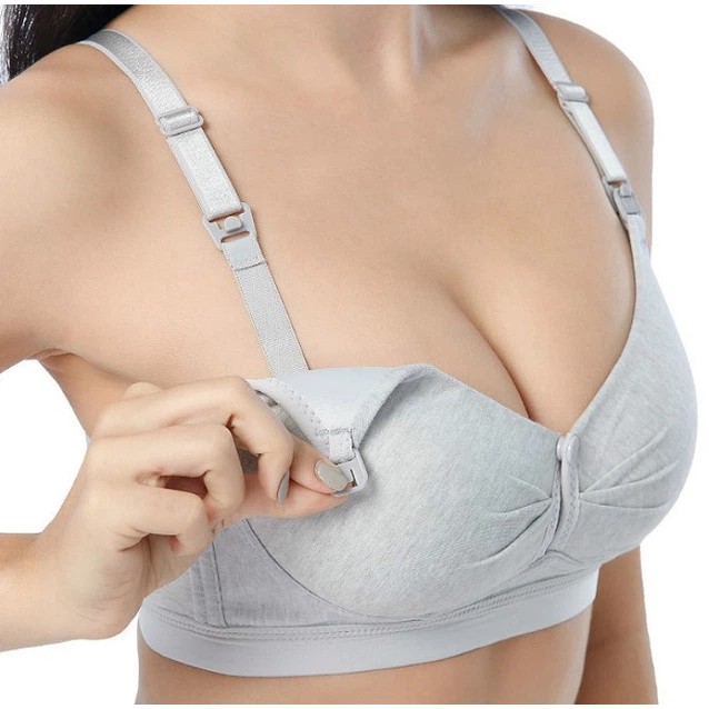 Soutien-Gorge d'Allaitement Gris en Coton Naturel