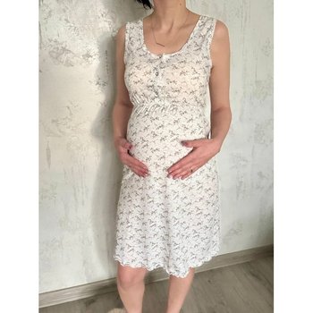Chemise de Nuit pour Femmes Enceintes Couleur Lait avec Fleurs
