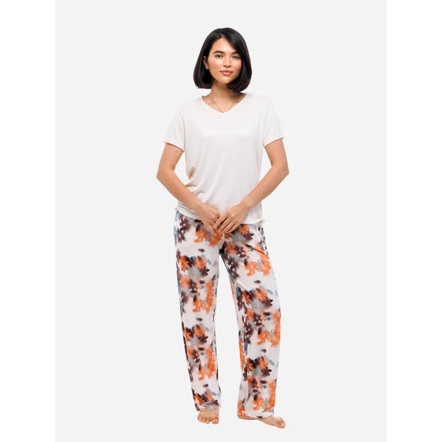 Damen Pyjama-Set in Creme von Natalux – Oberteil und Hose