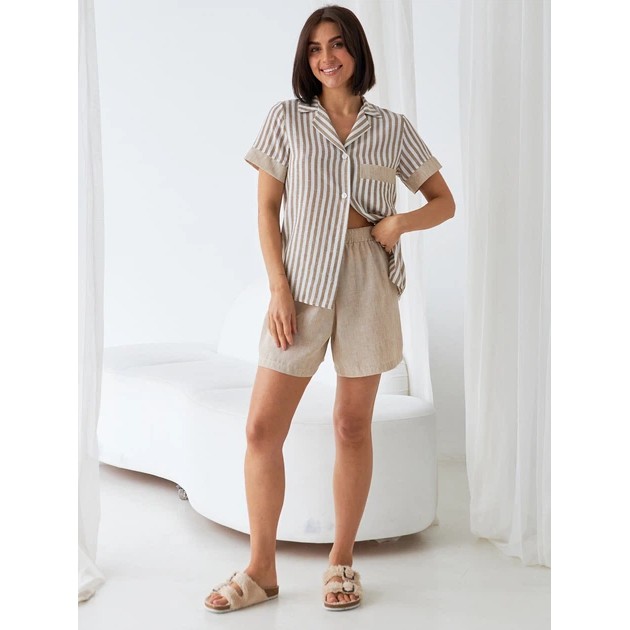 Conjunto de Pijama de Algodón para Mujeres de BARWA garments Beige