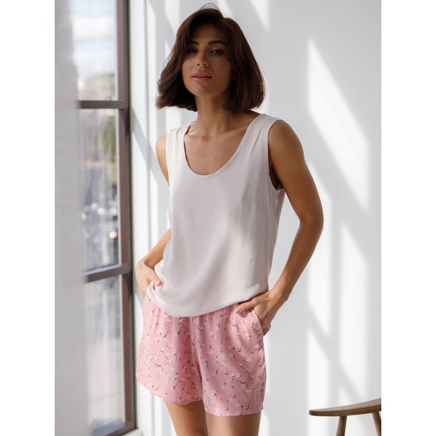 Damen Viskose Schlafanzugset BARWA garments, Weiß mit Rosa
