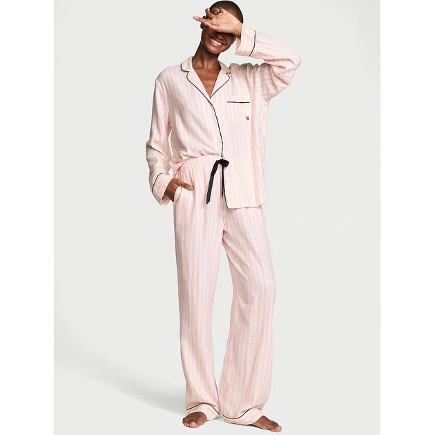 Conjunto de Pijama de Franela Victoria's Secret Rayas Rosadas