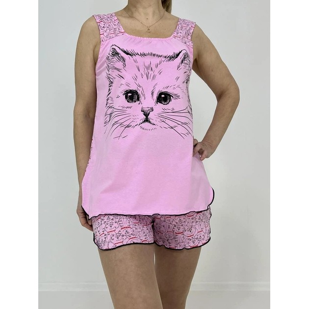 Women's Cat Pajama Set in Pink