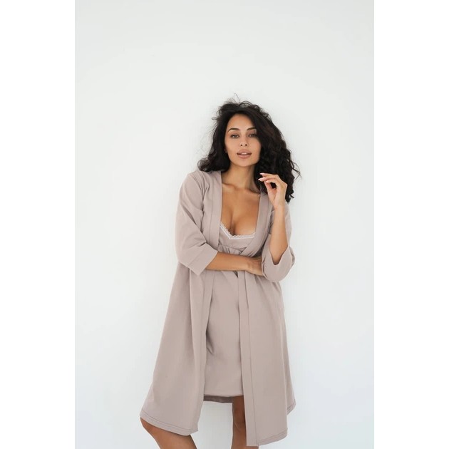 Maternity and Nursing Robe in Cappuccino